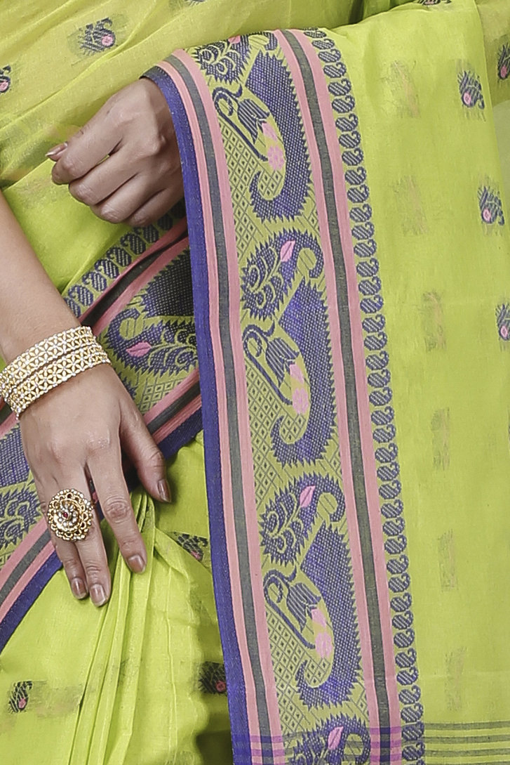 Green Pure Cotton Utkal Tant Saree (1141)